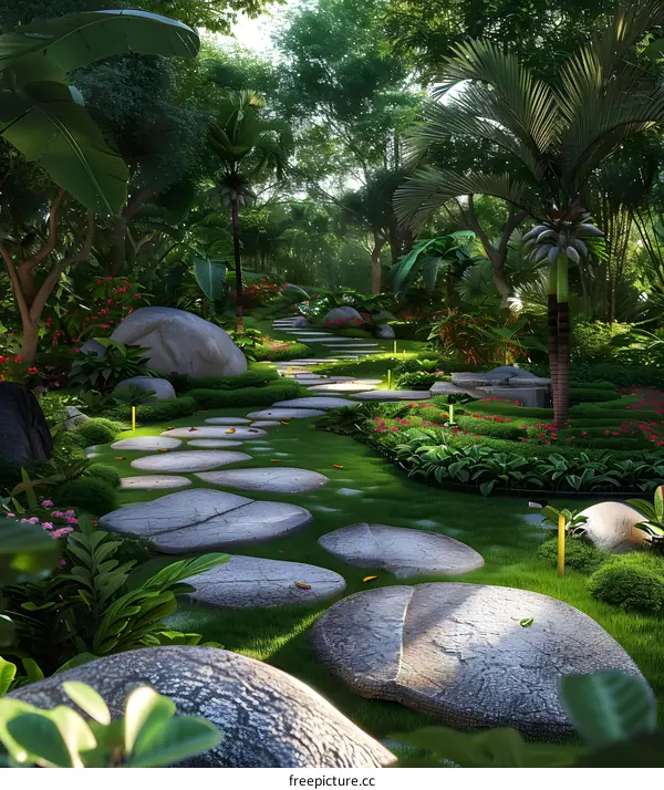 A lush tropical rainforest landscape design