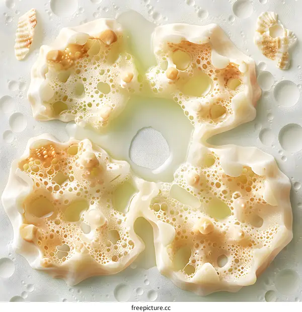 Abstract Flower Pattern with Foam and Seashells