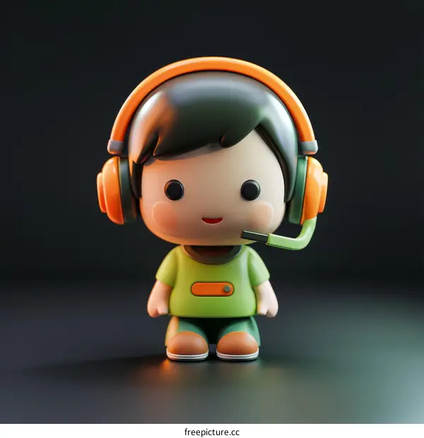 3D illustration of a boy wearing headphones