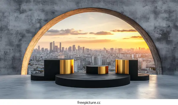 Modern Cityscape Display Podiums