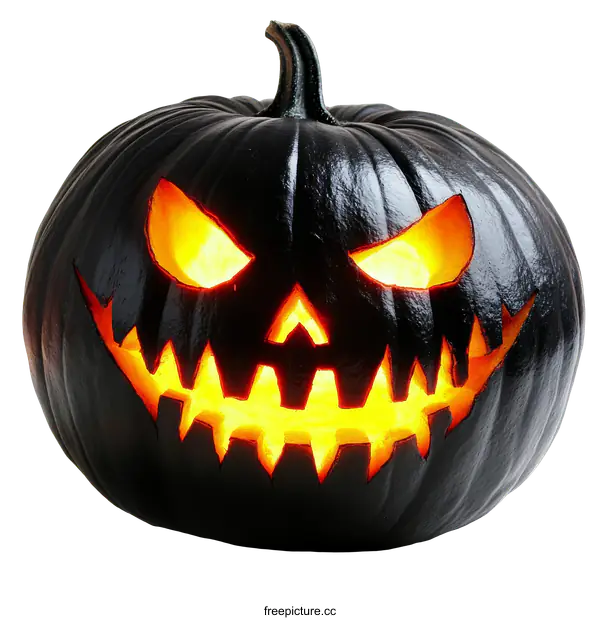 [Transparent Background PNG]Halloween Black Evil Carved Pumpkin