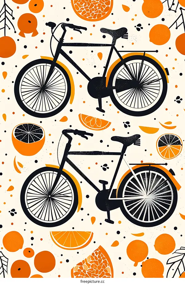 Black and White Bicycle with Oranges Pattern