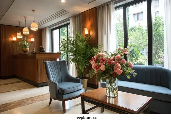 Hotel Lobby with Stylish Furniture and Decor