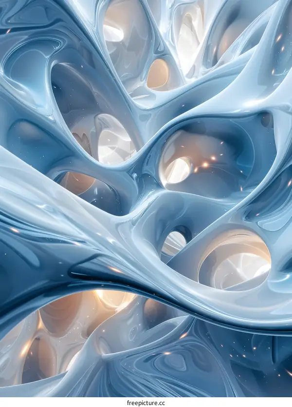 Abstract painting in blue and white