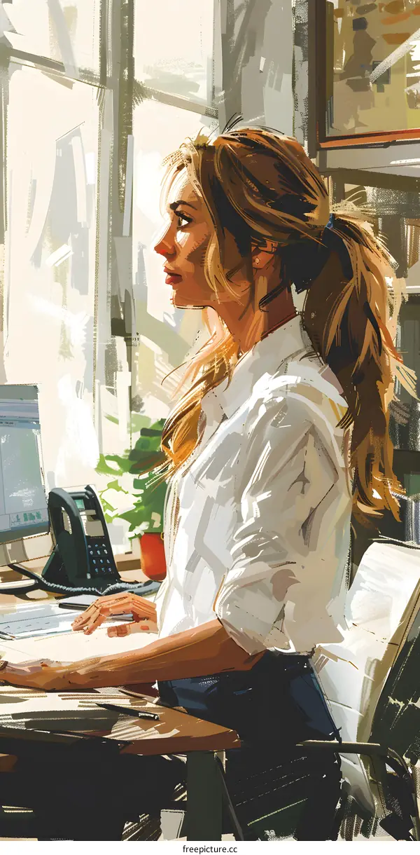 woman looking out the window