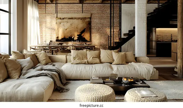 Modern Industrial Loft Living Room Design