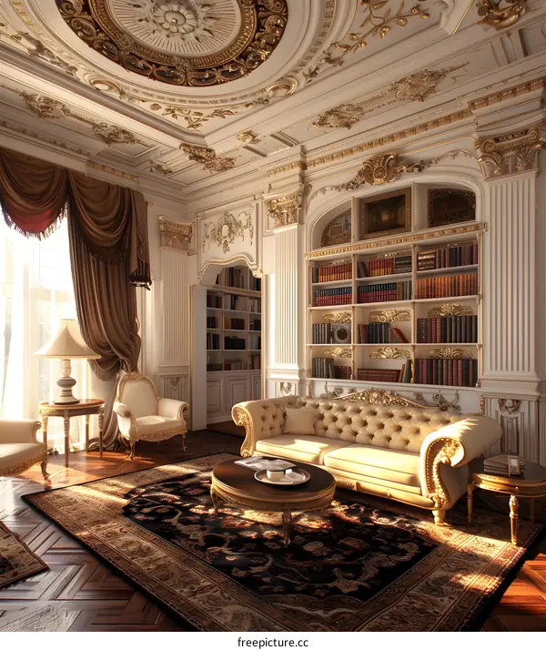 Luxury Living Room Interior Design With Gold And White Decor