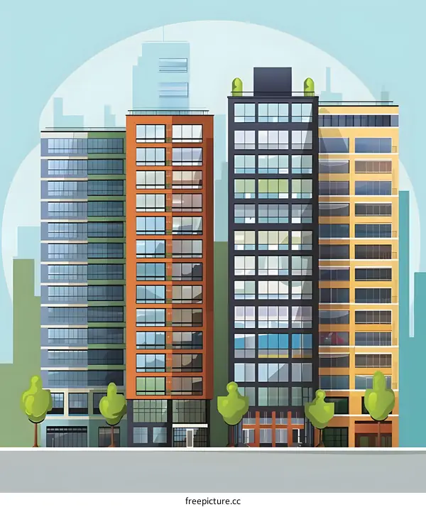 Modern Cityscape Flat Design Illustration