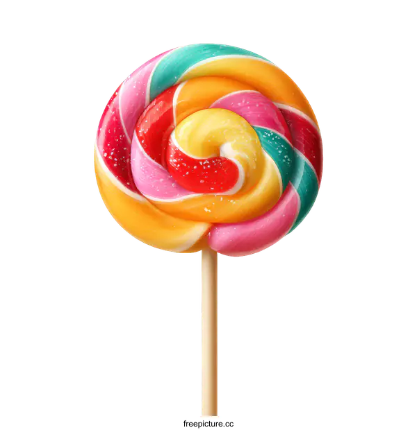 [Transparent Background PNG]Colorful Swirl Lollipop Close-up