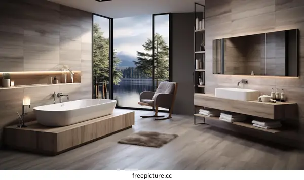 Bathroom With A View Of The Lake