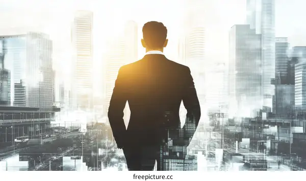 Businessman Contemplating Cityscape