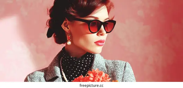 Elegant Woman in Retro Style Fashion Portrait