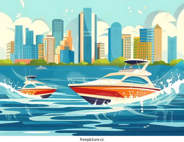 Cityscape with Boats on the Water