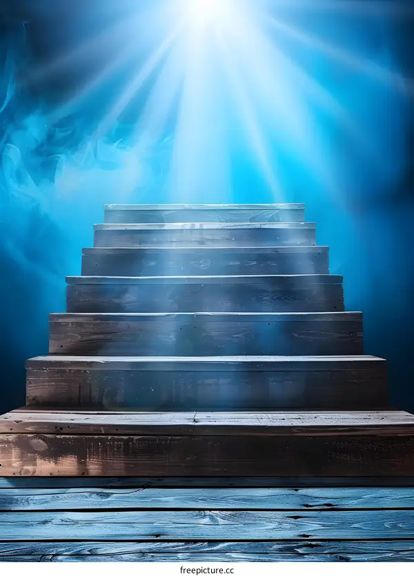 Wooden Stairway Leading to Light Background