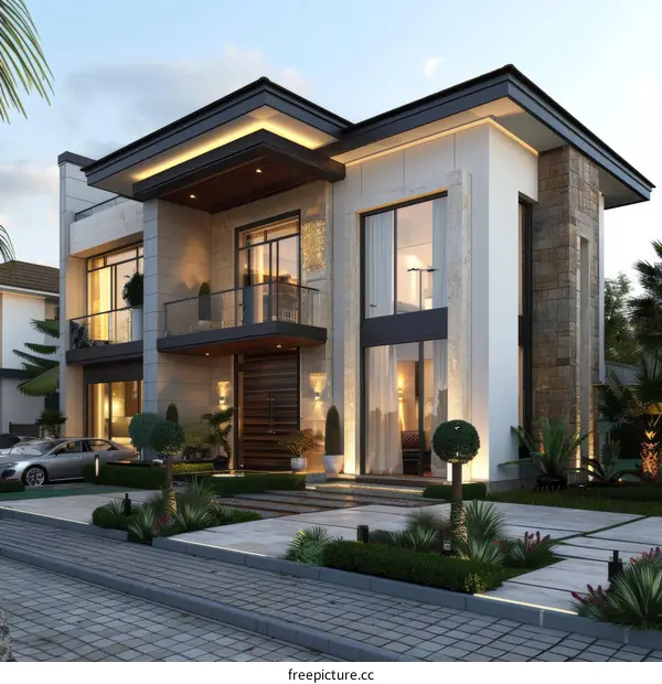 Modern Mansion Exterior Design Illustration