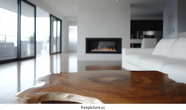 Modern Living Room with Wooden Coffee Table