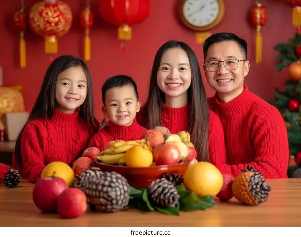 Happy Family Portrait during Chinese New Year