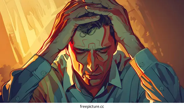 man holding his head