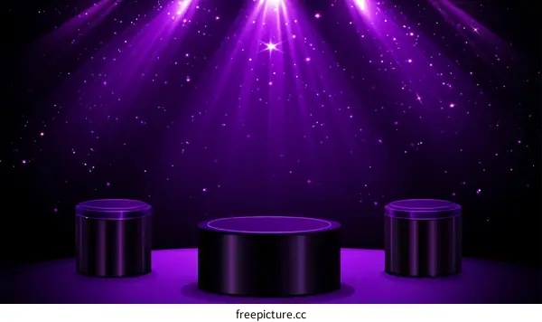 Purple Stage with Elevated Platforms for Display