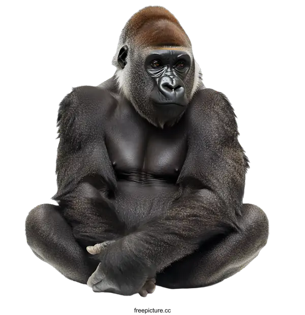[Transparent Background PNG]Gorilla Sitting On White Background