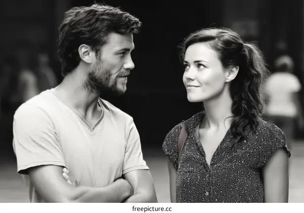 Street Encounter of Two People