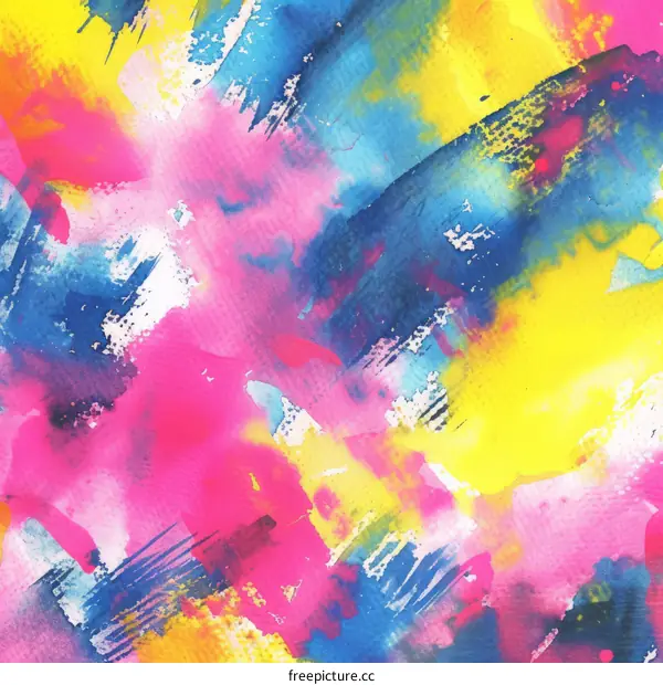 Colorful abstract painting with bright splashes of paint
