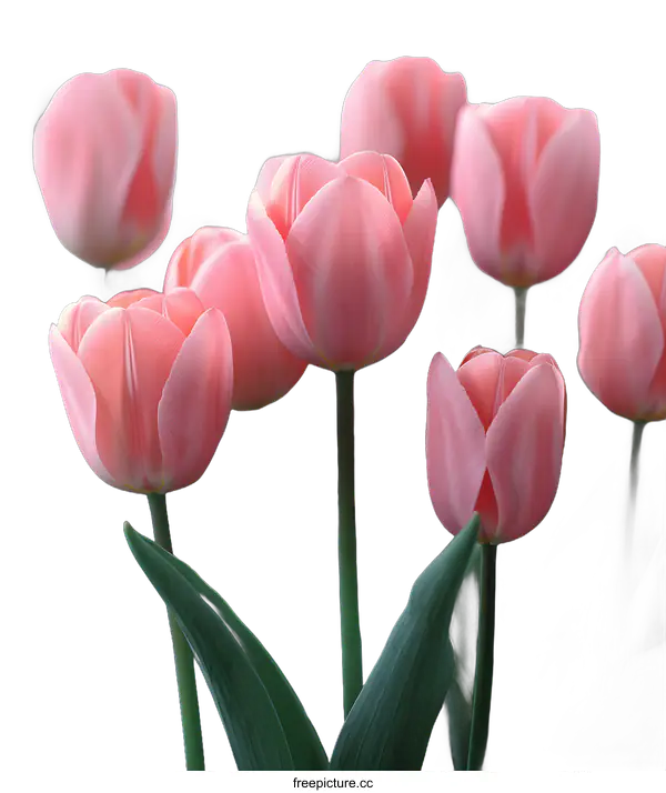 [Transparent Background PNG]A field of pink tulips