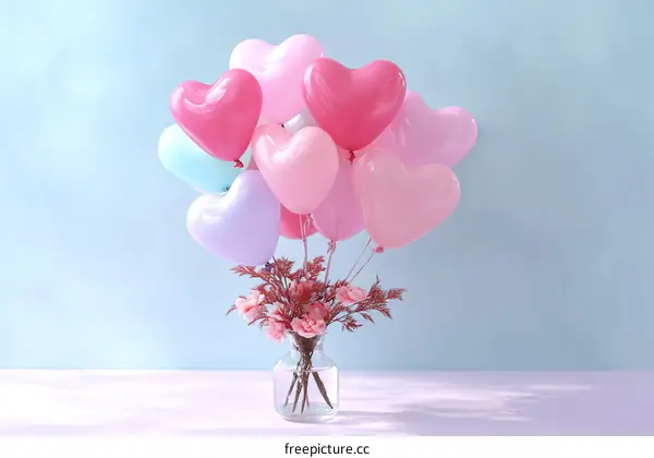 Heart Shaped Balloons in a Vase Arrangement