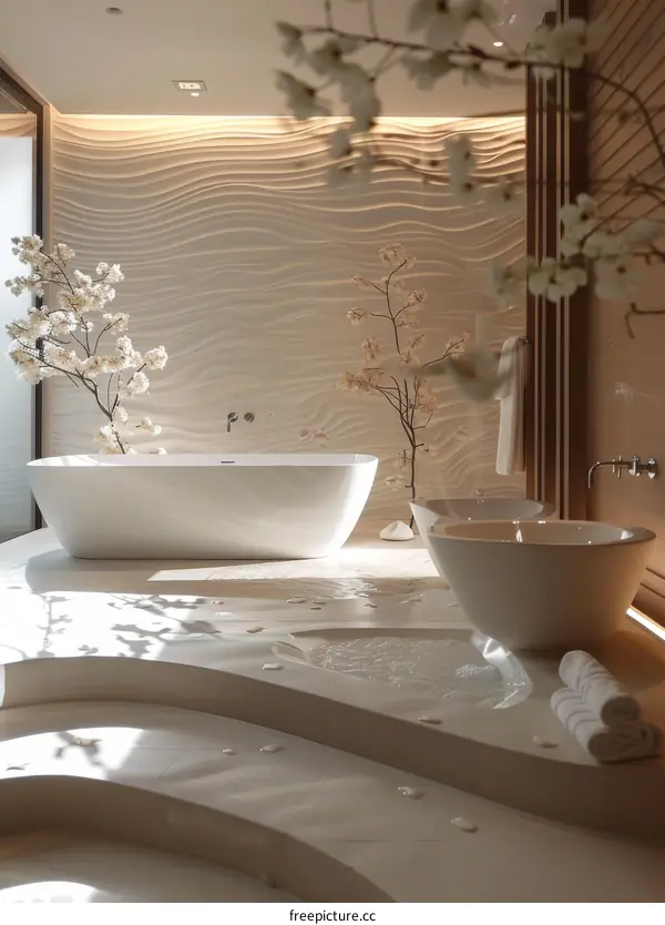Modern Luxury Spa Bathroom with Elegant Bathtubs