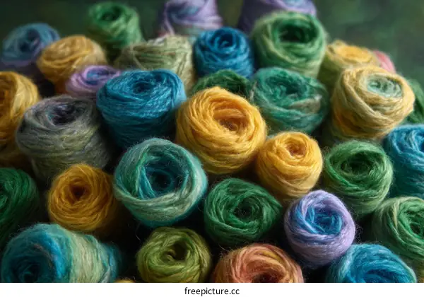 Colorful Yarn Balls Close-Up