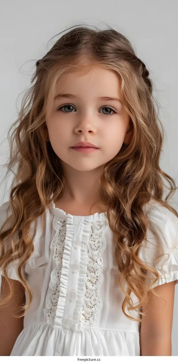 Portrait of a Young Girl with Long Blonde Hair