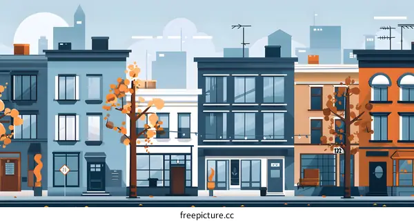 Colorful Illustration of Modern City Buildings