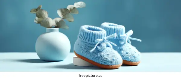 Baby Knitted Booties in Pastel Blue
