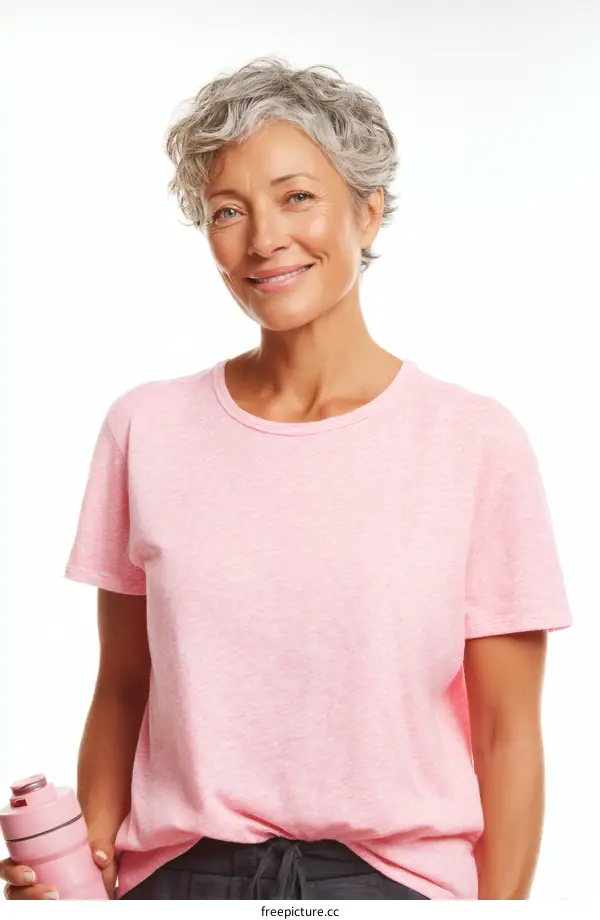 Smiling Woman in Pink T-Shirt Portrait