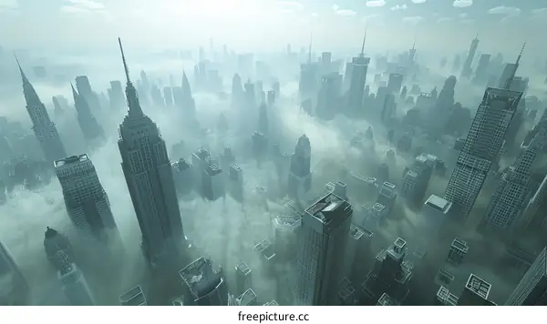 New York City shrouded in a thick blanket of fog