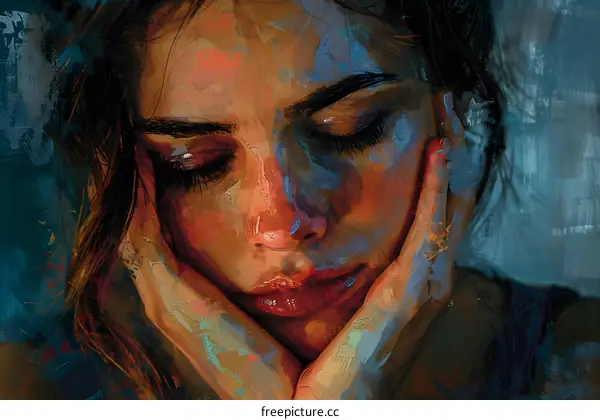 A woman with her hands on her face