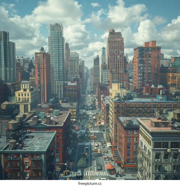 Urban Skyline Cityscape Illustration with People