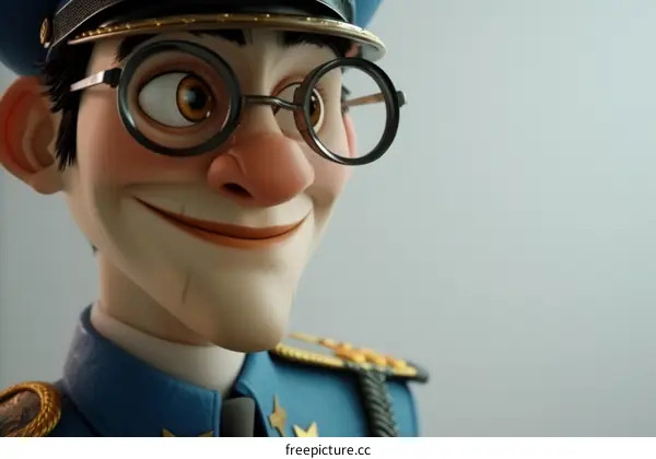 3D Character of a Smiling Policeman