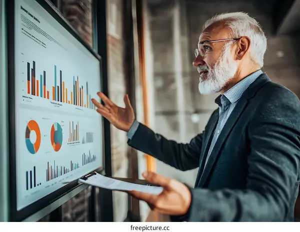Businessman Analyzing Data on Screen