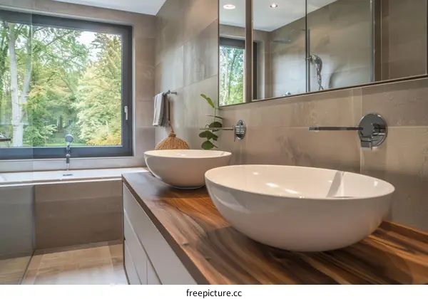 Wooden bathroom cabinet design renderings