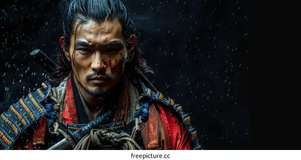 Portrait of a samurai warrior with a sword