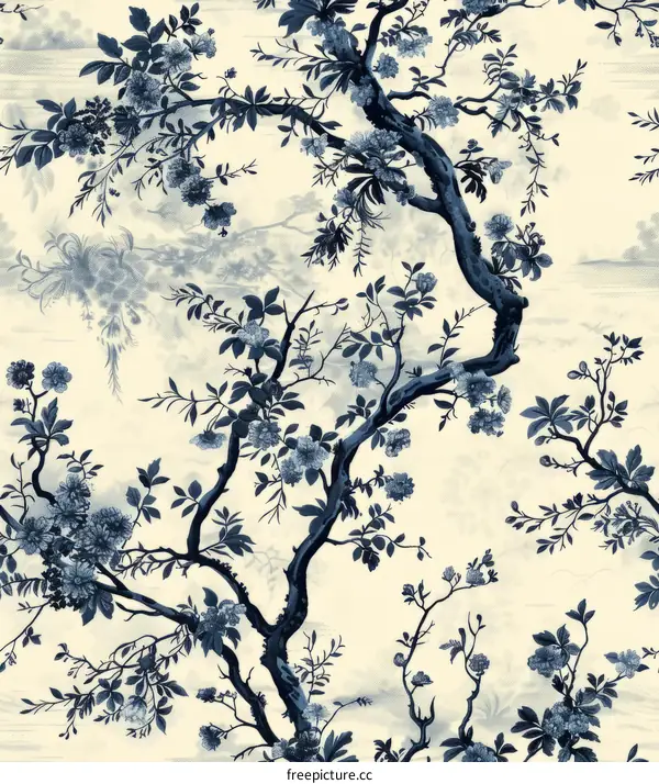 Blue and White Chinoiserie Floral Design