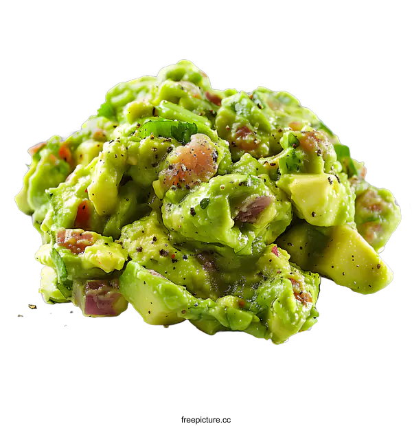 [Transparent Background PNG]Homemade fresh organic green guacamole