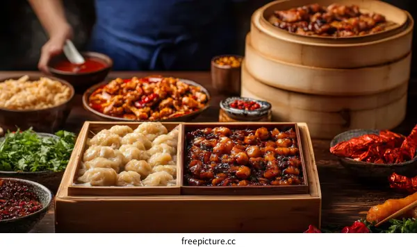 Delicious Chinese Food Buffet with Various Dishes