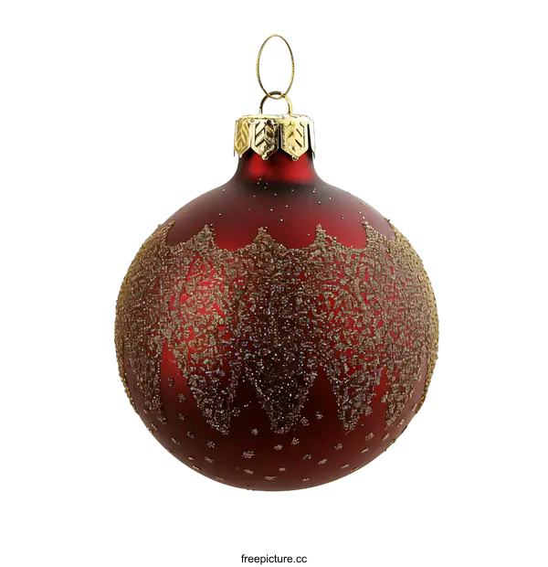 [Transparent Background PNG]Red Christmas Ornament with Gold Glitter