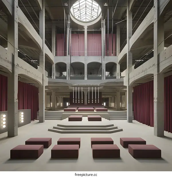 Modern Minimalist Interior Design Of Empty Large Hall