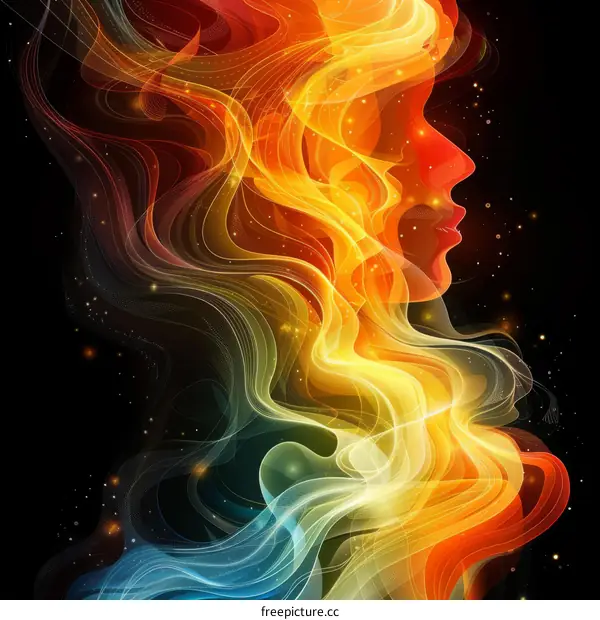 Abstract Colorful Fire Spirit Profile