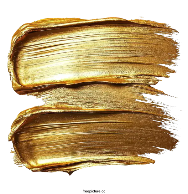 [Transparent Background PNG]Golden Paint Strokes Abstract Illustration