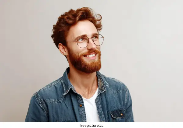 Smiling Man with Red Hair and Glasses