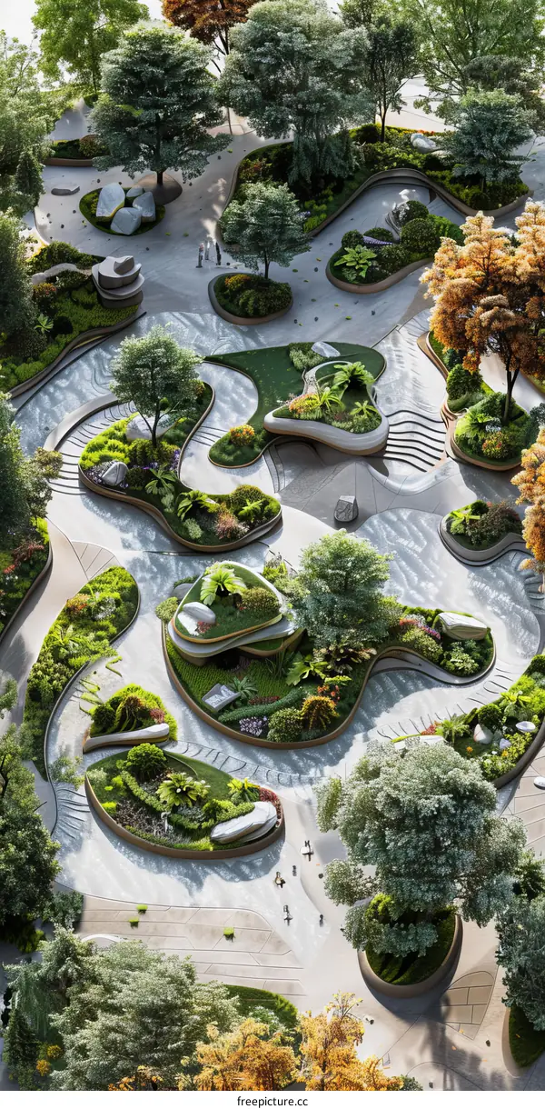 Modern Urban Landscape Design with Lush Gardens